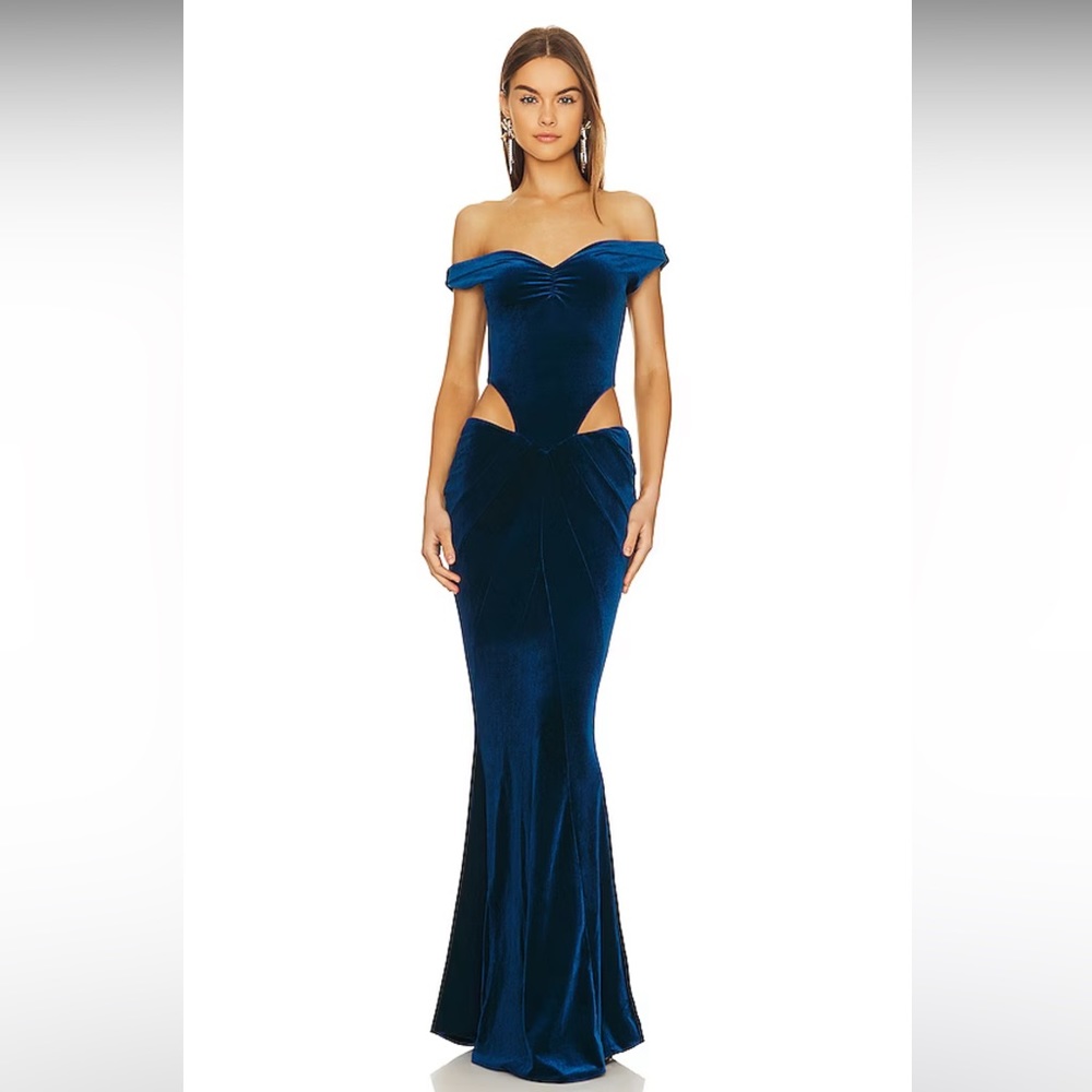 Retrofete blue velvet dress. worn once on a red carpet and went to the cleaners